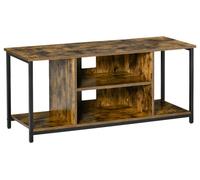 Meuble TV, meuble tšŠlšŠ avec compartiments ouverts, šŠtagššre ršŠglable, 110x40x50cm, brun rustique