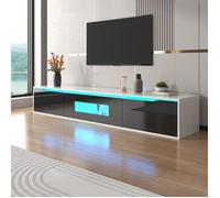 Meuble TV - Meuble TV 180 cm - Noir et Blanc - Meuble TV Led Multicolore - Design moderne