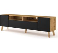 Meuble TV LUXI 195 cm chêne artisan / noir mat