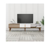 Meuble TV Milan Alt - Noyer, Blanc 180 x 40 x 35