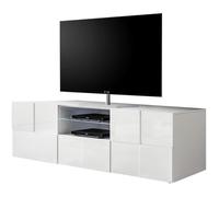 Meuble Tv - MILANO - 2 portes - 1 tiroir - Blanc laqué brillant - 181 x 42 x 56 cm