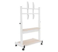Meuble TV mobile - Chariot TV - Réglable en hauteur, roulettes avec frein, double tablette, pour téléviseurs de 109 à 218 cm, salon - Blanc