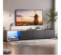 Meuble TV - Modèle moderne et modulaire - 240 cm - 3 tiroirs - Éclairage LED multicolore