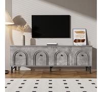 Meuble TV moderne 4 portes – Gris, 160 cm – Design élégant, charnières à fermeture douce – Parfait pour le salon et l'espace de divertissement