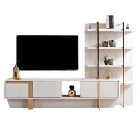 Meuble TV moderne, couleur beige, spacieux, design élégant