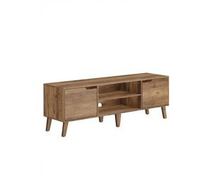Meuble TV moderne - VASAGLE - 147x39x50 cm - Pour TV jusqu'à 65 pouces - Étagère réglable - 2 placards latéraux
