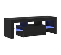 Meuble TV moderne - vidaXL - 120x35x40 cm - Chêne Noir - Bois d'ingénierie - Éclairage LED - 1 porte affleurante