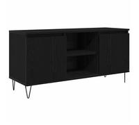 vidaXL Meuble TV Chêne noir 104 x 35 x 50 cm – Bois d'ingénierie, moderne, 2 portes 2 étagères