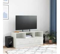 Meuble TV moderne - vidaXL - Blanc - Acier laminé à froid - 99x39x44 cm - Pour écran 51-76 cm - Capacité 110 kg