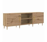 Meuble TV moderne - vidaXL - Chêne artisanal - 150x30x50 cm - Bois d'ingénierie - 2 portes - 2 étagères - Profil bas