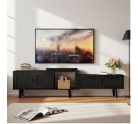 Meuble TV modulable - Bois - 2 tiroirs - 2 portes - 169x30x44 cm - Noir
