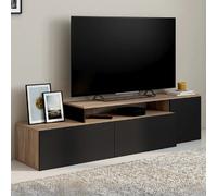 IDMarket - Meuble TV 140-180 cm modulable d'angle Basile Rotatif Bois et Noir