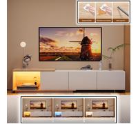 Meuble TV Modulaire avec Module Mobile et LED, Meuble TV Extensible avec 3 Tiroirs Conception Flexible 2 en 1, 240x38x44 cm, Blanc