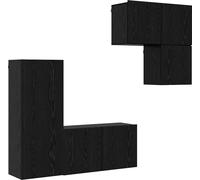 Meuble TV Montage mural 4 pcs Chêne noir Bois d'ingénierie