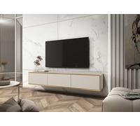 Meuble TV - MUCALMA - 175 cm - beige avec inserts dorés