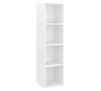 Meuble TV Multi-rangements - mural Blanc 37x37x142,5cm Bois d’ingénierie armoire multimédia/Buffet Salon Aspect Elegant* 6021654