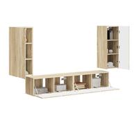 Meuble TV mural - 4 pièces - vidaXL - bois d'ingénierie - chêne sonoma - 4 portes - 10 étagères - 30 x 29 5 x 80 cm 720lsh58g