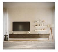 SELSEY - Meuble TV BEMMI - 300 cm - aspect bois noyer