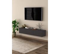 Meuble TV mural avec 3 compartiments rabattables, 160 x 30 x 32 cm, gris foncé