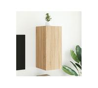 vidaXL Meuble TV mural moderne LED flottant - Chêne Sonoma (bois d'ingénierie)