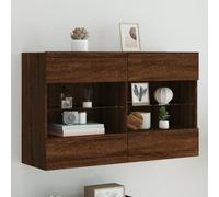 vidaXL Meuble TV mural 837096 – LED, étagères, suspendu, moderne – Chêne fumé bois d'ingénierie
