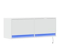 Meuble TV mural avec lumières LED blanc 100x31x35 cm