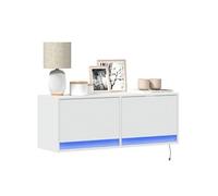 vidaXL Meuble TV mural avec lumières LED blanc 100x31x35 cm