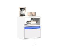 vidaXL Meuble TV mural flottant avec lumières LED Blanc 41x31x45 cm