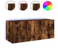 Meuble TV mural avec lumières LED chêne fumé 100x35x41 cm
