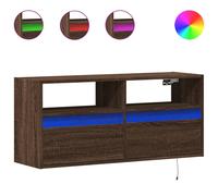 Meuble TV mural avec lumières LED chêne marron 100x31x45 cm
