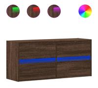 Meuble TV mural avec lumières LED chêne marron 100x31x45 cm