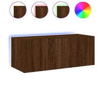 Meuble TV mural avec lumières LED chêne marron 80x35x31 cm