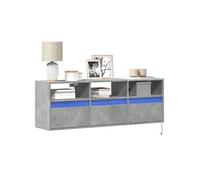vidaXL Meuble TV mural 852344 – 130x31x45 cm avec lumières LED Gris béton