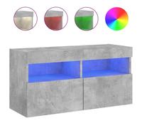 Meuble TV mural avec lumières LED gris béton 80x30x40 cm