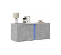 vidaXL Meuble TV mural 852260 – gris béton 80x31x35 cm avec lumières LED
