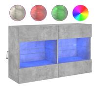 Meuble TV mural avec lumières LED gris béton 98,5x30x60,5 cm
