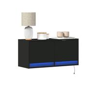 Meuble TV mural avec lumières LED noir 80x31x35 cm, meuble TV suspendu au mur, unité TV flottante, support TV mural, 852356