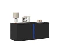 Meuble TV mural avec lumières LED noir 80x31x35 cm, meuble TV suspendu au mur, unité TV flottante, support TV mural, 852258