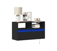 vidaXL Meuble TV mural avec lumières LED Noir 80x31x45 cm
