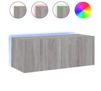 Meuble TV mural avec lumières LED sonoma gris 80x35x31 cm