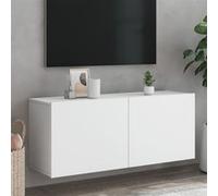 vidaXL Meuble TV mural Armoire TV suspendue avec rangement Bois d'ingénierie Blanc 100x30x41 cm