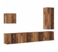 Meuble TV mural bois ancien - vidaXL - 240x30x183 cm - Bois d'ingénierie - 9 portes - Assemblage requis