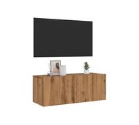 Meuble TV mural chêne artisanal 80x30x30 cm bois d ingénierie