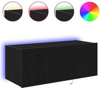 Meuble TV mural Chêne noir 80 x 35 x 31 cm Bois d'ingénierie