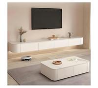Meuble TV Mural D'angle Rond | Console De Meuble TV Moderne Avec Tiroirs, Support De Routeur Pour Niche De Rangement Sous La Télévision(300CM)