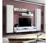 Meuble TV Mural Design Fly I 260cm Blanc Blanc G