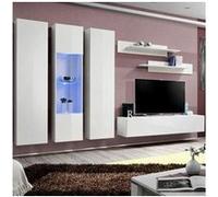 Meuble tv mural design "fly v" 310cm blanc Blanc G