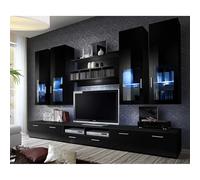 Meuble TV Mural Design Lyra 300cm Noir