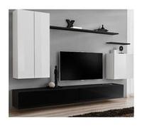 Meuble TV Mural Design Switch II 270cm Blanc & Noir