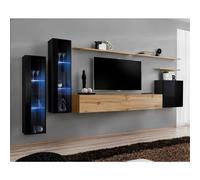 Meuble TV Mural Design Switch XI 330cm Noir & Naturel